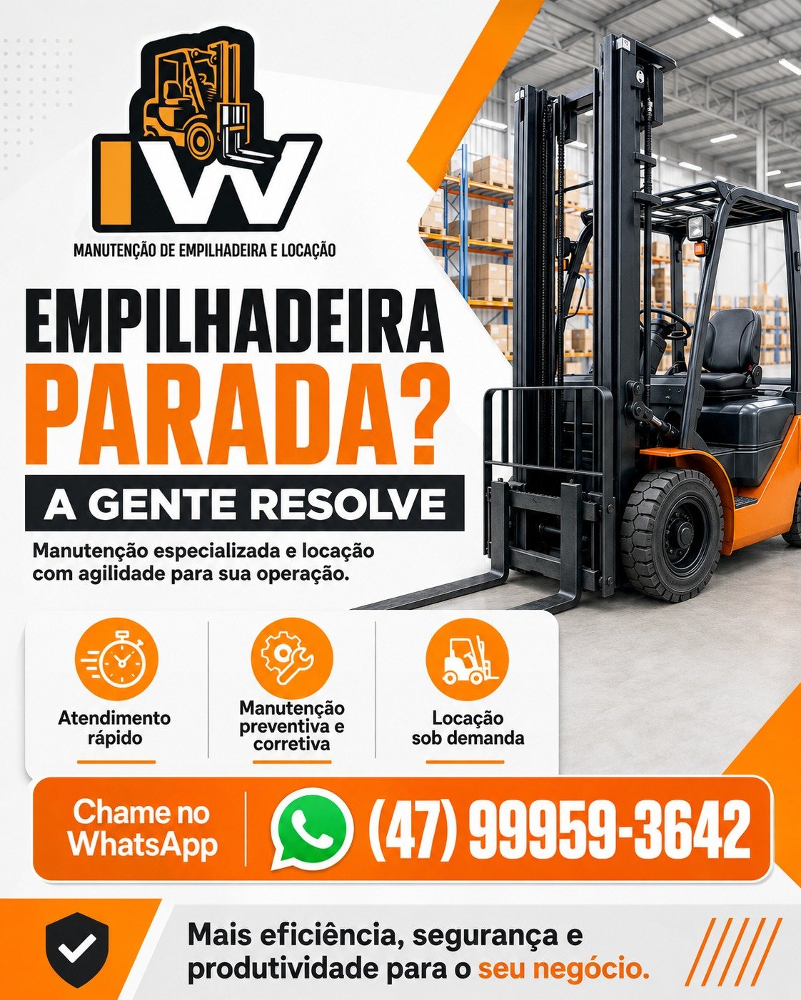 Arte IW sobre atendimento a empilhadeira parada